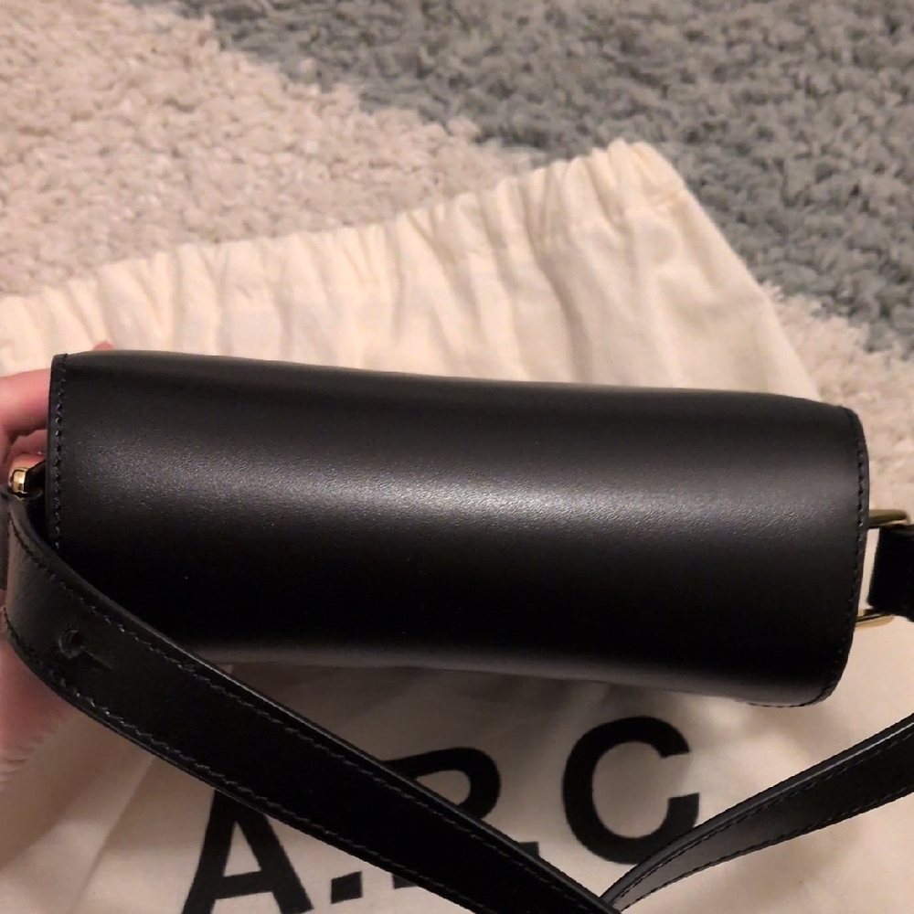 A.P.C. Grace Mini Black Leather Crossbody Bag with Gold-Tone Clasp - Picture 5 of 8